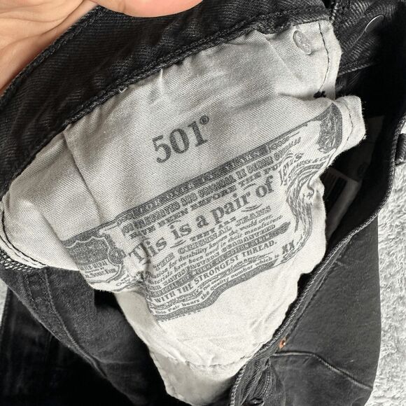 Levi's Womens 501 Grunge Shorts W32 Black Fringe Raw Hem Button Fly Distressed - Picture 8 of 13